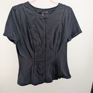 White House Black Market Black Short-Sleeve Panel Tee